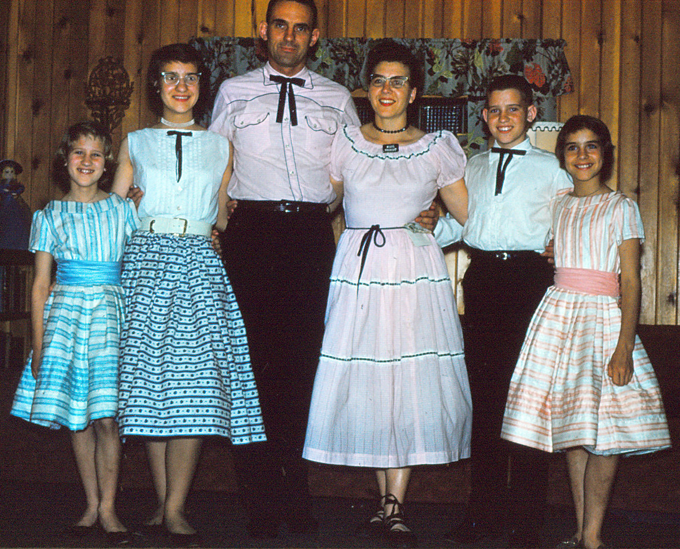 Photo of family in square dancing gear