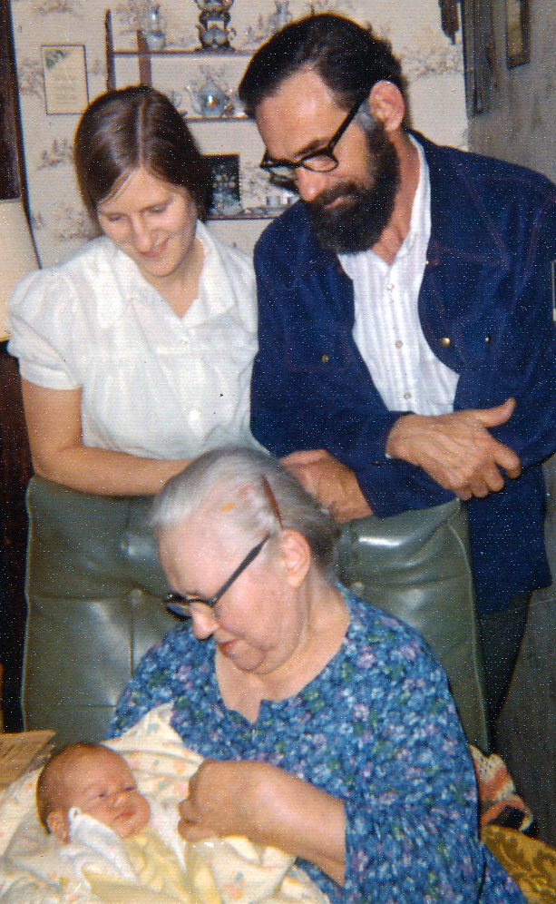 Photo of G-ma Tschopp, Dad, Leslie, and Alyssa
