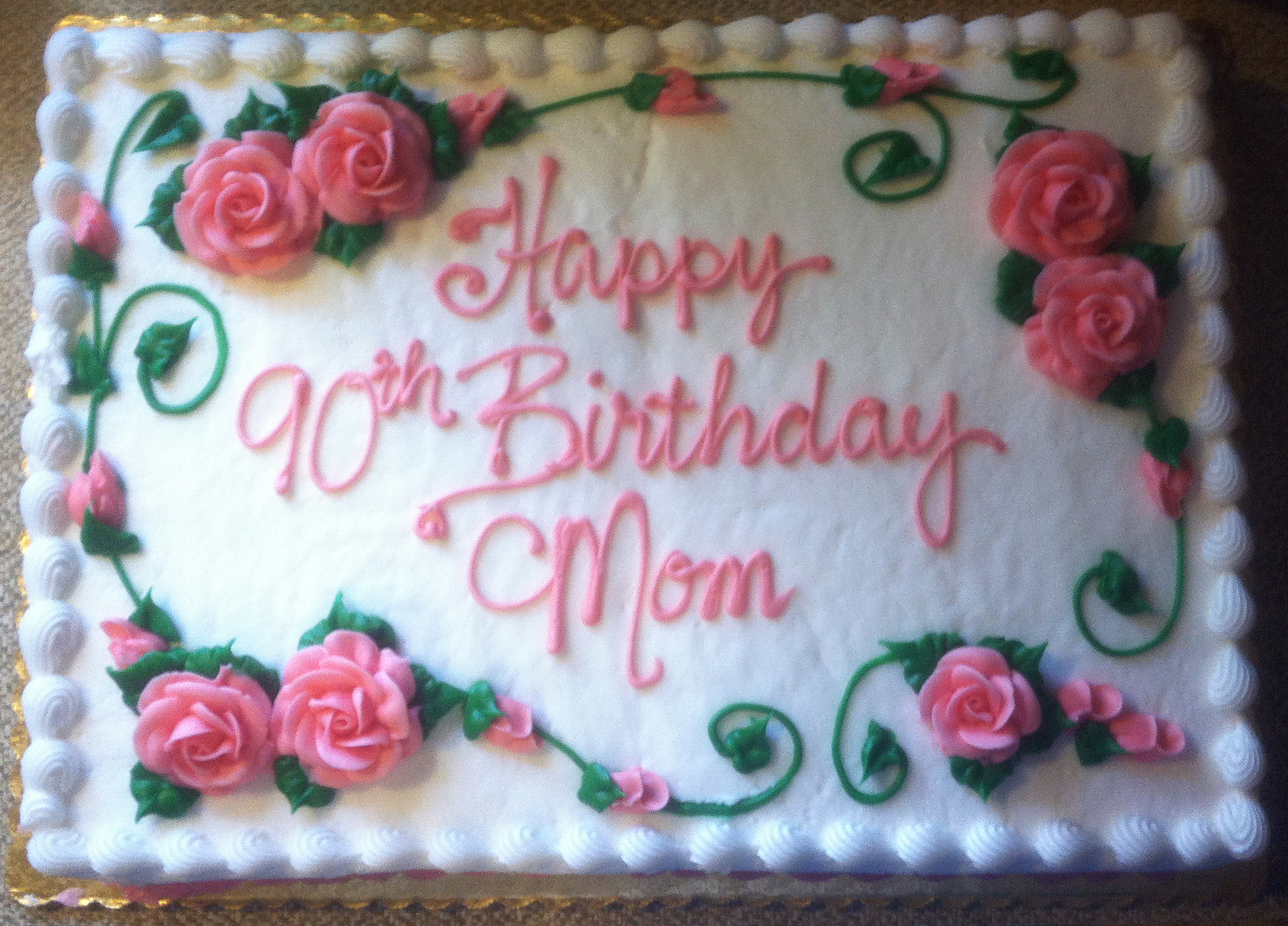 Photo of Mom's 90th birthday cake