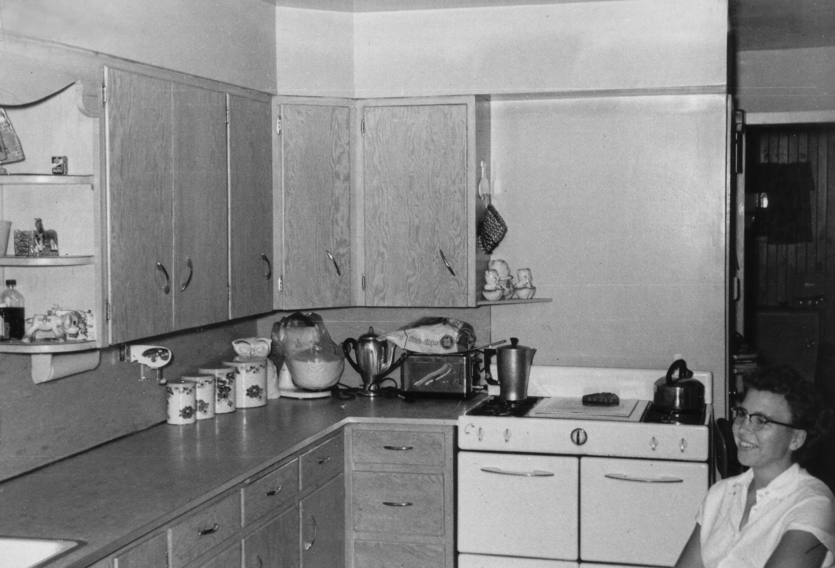 Photo of mom in her new kitchen
