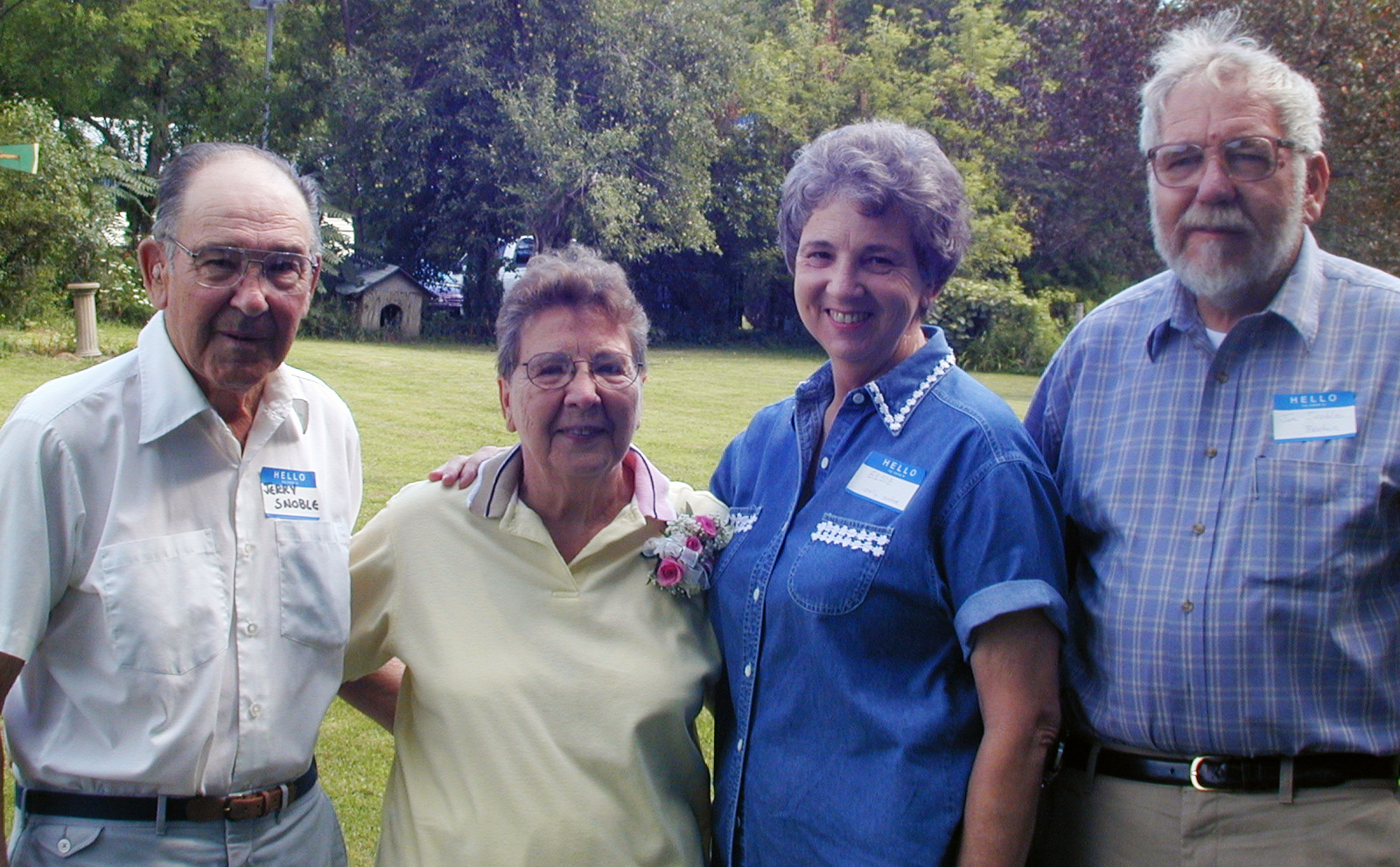 Photo of Mom with Uncle Jerry Snoble, Aunt Elsie Walker, and Joe Snoble