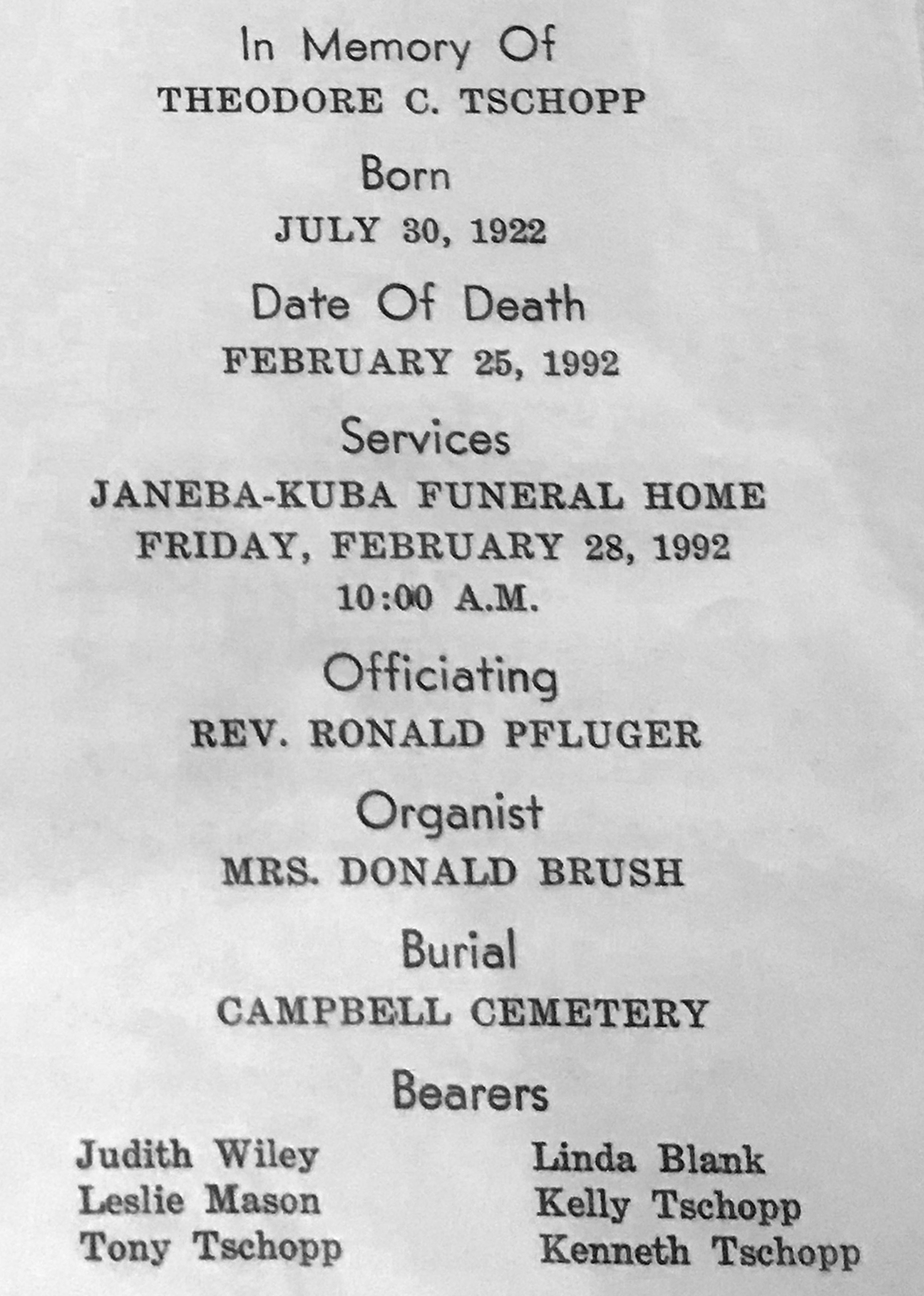 Dad's Funeral Notice